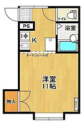 郡山第2パンション ワンルームの間取図画像