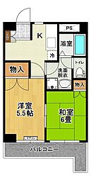 サンスクエア深田台 2Kの間取図画像