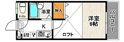 シャトープルミエール 1Kの間取図画像