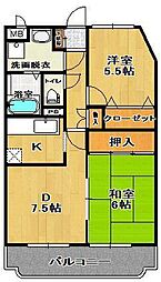善宝池マンション 2DKの間取図画像