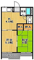 コーポ市川No.2 2Kの間取図画像