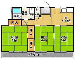 サンハイツ昭和 3Kの間取図画像