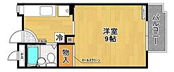 館アズビック 1Kの間取図画像