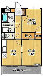 メゾンドアルファ3 2DKの間取図画像