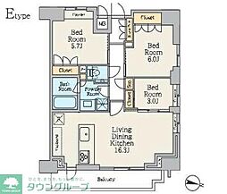クレストコート池上 3LDKの間取図画像