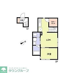 WoodCrest大井Residence 1LDKの間取図画像