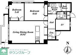 ガーデン御殿山 2LDKの間取図画像
