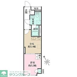 Fika大井町 1DKの間取図画像