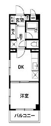 上池台コータス2 1DKの間取図画像