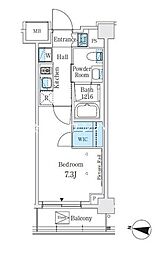 J.GRANCourt品川西大井WEST 1Kの間取図画像