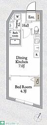 品川区南大井1丁目マンション 1DKの間取図画像