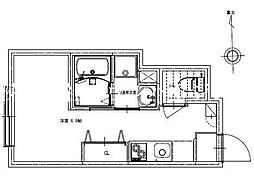 京急本線 平和島駅 徒歩10分の賃貸アパート 1階ワンルームの間取り