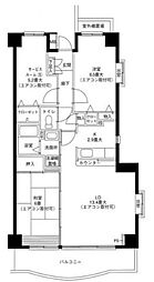 フレスコ中川 6階3LDKの間取り