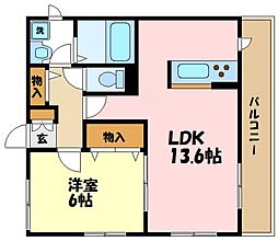 キャトルセゾンあざみ野 1LDKの間取図画像