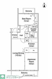 フィール野川B 2LDKの間取図画像