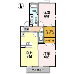 ダイヤハット長 2DKの間取図画像