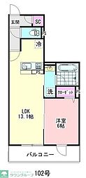 ホワイトローズ 1LDKの間取図画像