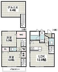 サワンあざみ野1 2LDKの間取図画像
