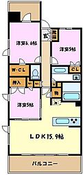 プラウド宮前平トレサージュ 3LDKの間取図画像