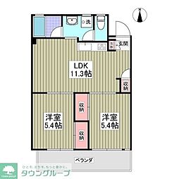 吉岡コーポ 2DKの間取図画像