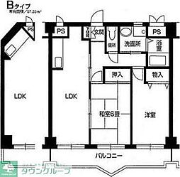市公社サンハイム新横浜 2LDKの間取図画像