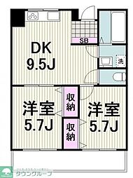 プライムヒル・ガーデン 2DKの間取図画像