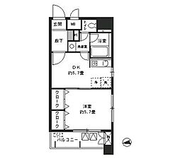 ラフィーネ港北 1DKの間取図画像