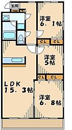 プライム藤が丘 3LDKの間取図画像