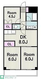 カーサー・ウチノ 3DKの間取図画像