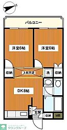 貝の坂クロス852 2DKの間取図画像