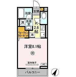 Serenvita Amakubo(セレウィータ アマクボ) 1Kの間取図画像