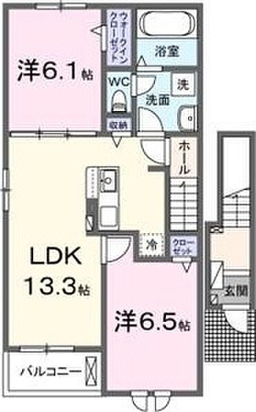 クレイドル　3 201｜茨城県つくば市若栗(賃貸アパート2LDK・2階・59.58㎡)の写真 その2