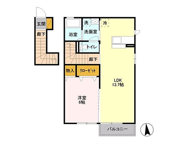 Ｓｔｅｌｌａ Ｃｏｕｒｔ（ステラ・コート 201｜茨城県つくば市学園の森1丁目(賃貸アパート1LDK・2階・49.88㎡)の写真 その2