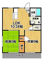 金子ハイツ 2LDKの間取図画像
