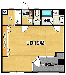 ブランシュール 1Kの間取図画像