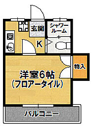ベルメゾン春日 1Kの間取図画像