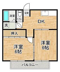 みどりコーポ 2DKの間取図画像