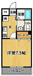 インレットつくば2 1Kの間取図画像