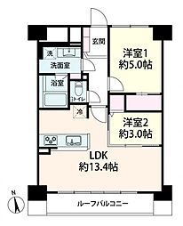 アービング谷町高津公園 2LDKの間取図画像