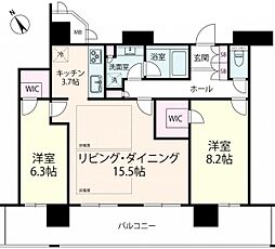ヴィークタワー大阪 2LDKの間取図画像