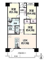 グランコート西中島 3LDKの間取図画像