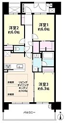 コスモ福島鷺洲パークビュー 3LDKの間取図画像