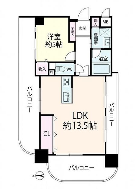 ~間取り図~ 三方向角住戸の為、採光が沢山入り込み明るい室内です。