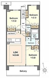 パークホームズLaLa門真 3LDKの間取図画像