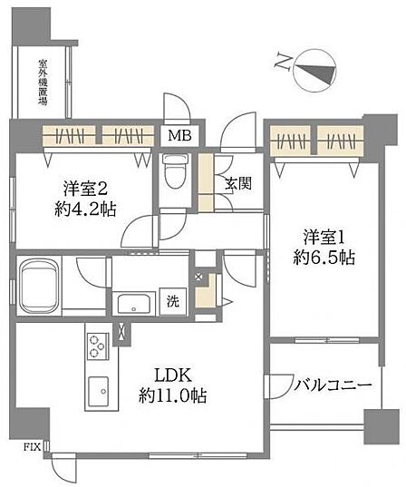LDKを中心に洋室2部屋を配置した、暮らしやすい2LDKです。