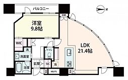 シティタワー大阪 1LDKの間取図画像