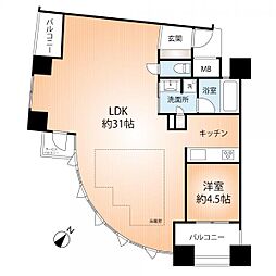 エクセルシティー三宮 1LDKの間取図画像