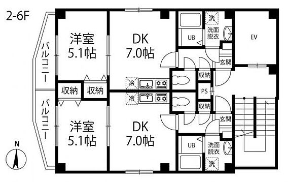2階〜6階平面...