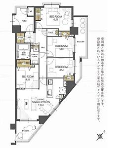 間取り：専有面積：78.12？ バルコニー面積：16.59？ 9階東南角部屋です♪