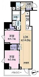 サンウッドフラッツ新宿四谷三丁目 2LDKの間取図画像